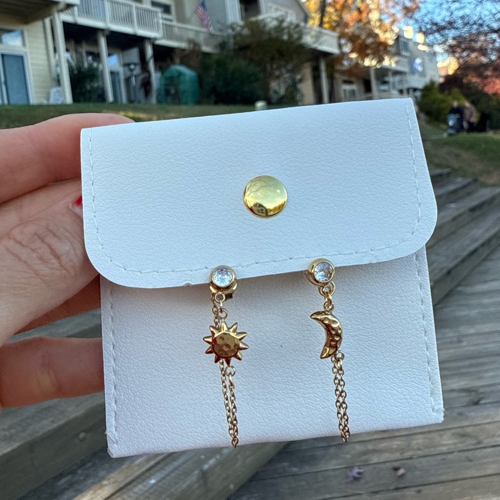 Sun & Moon Mismatching Boho Drop Earrings Waterproof‎ Hypoallergenic